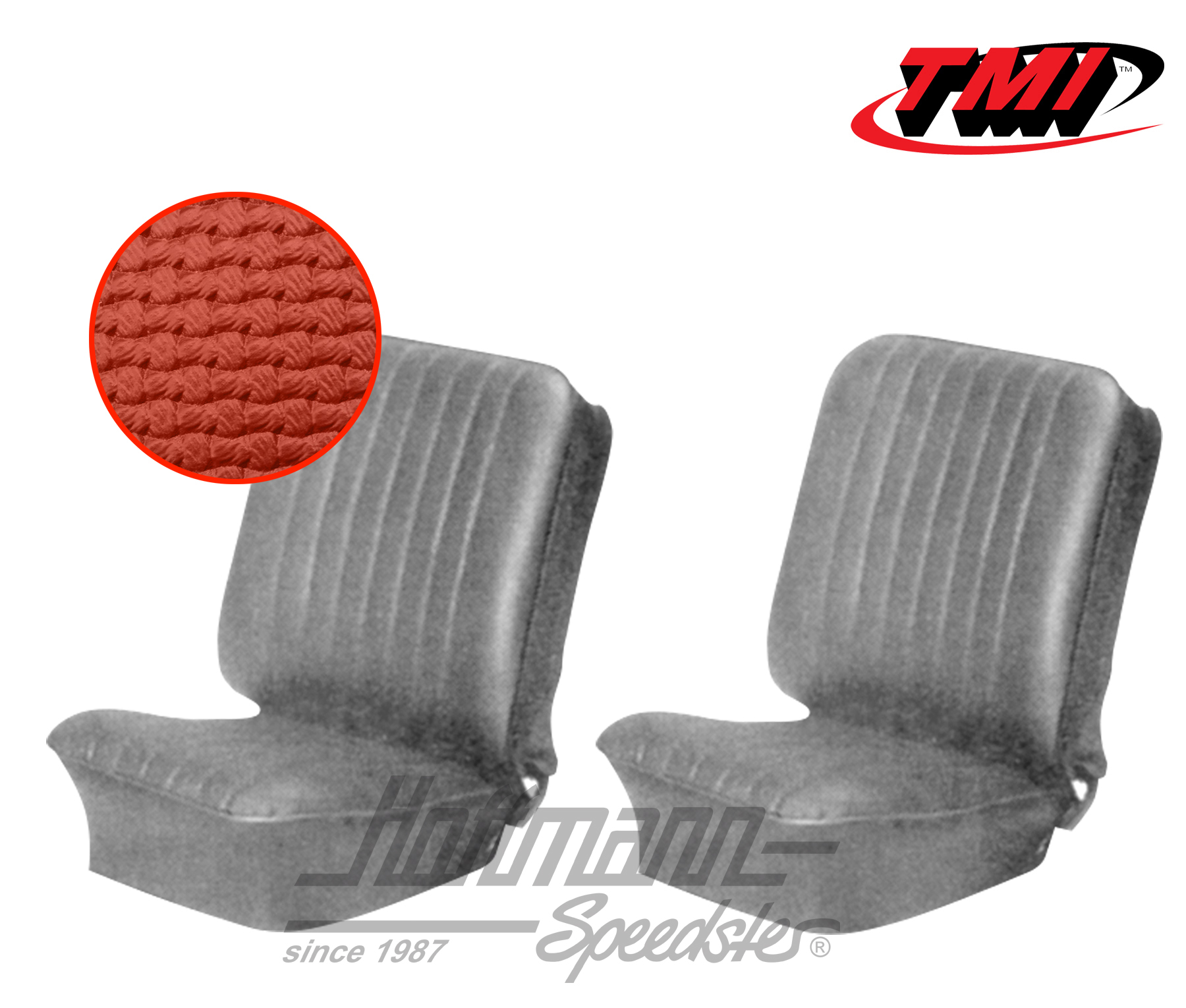 Seat upholstery, Karmann Ghia, front, 60-66, red | 43-1502-07 | 066-0067-10