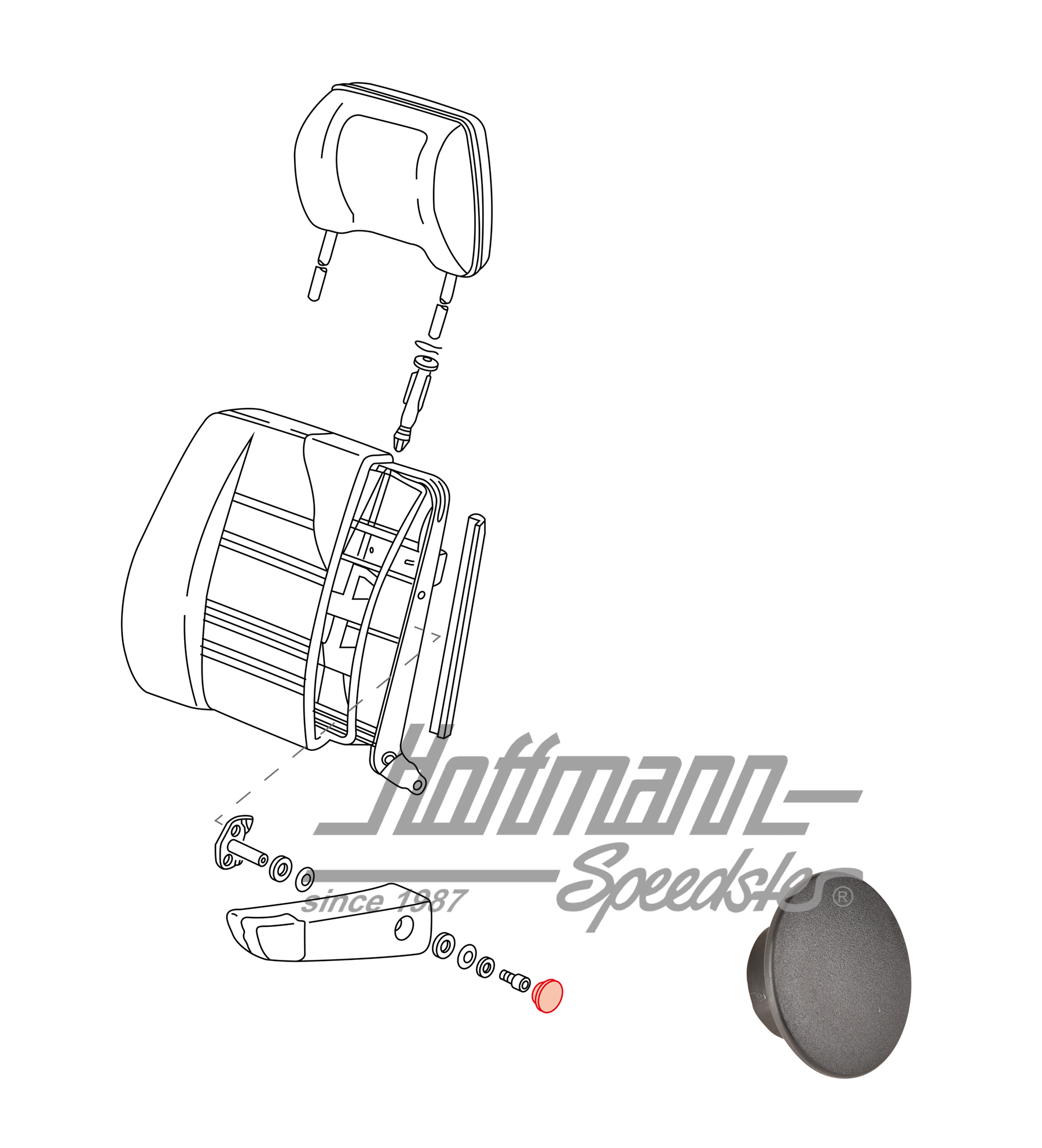 Cap, armrest/seat, black, 5.79-7.86 | 255 881 993 R | 360-6183