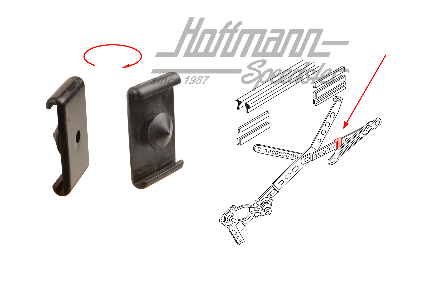 Sliding piece, window regulator, Golf 1 Convertible
 | 155 837 437 | 180-1255