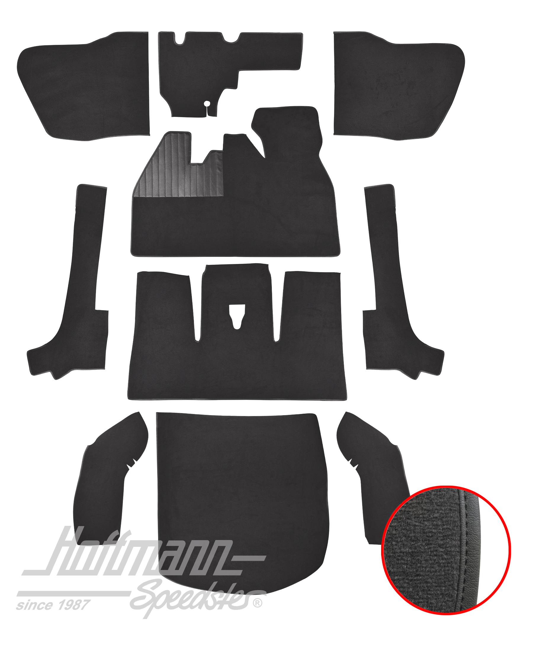 Carpet kit, Beetle Convertible, 8.66-7.70, charcoal |  | 026-5922