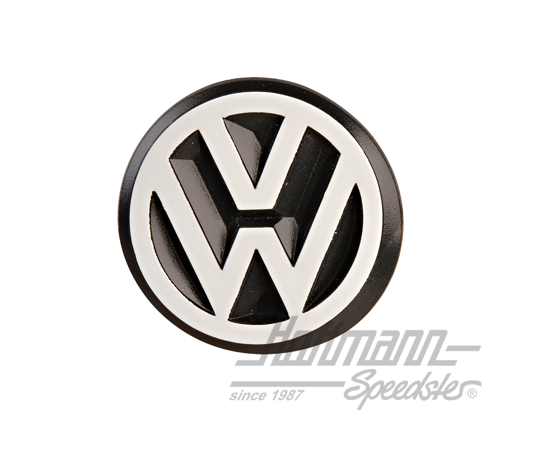 Emblem, rear, small, white | 191 853 601 B QK6 | 180-6505-18