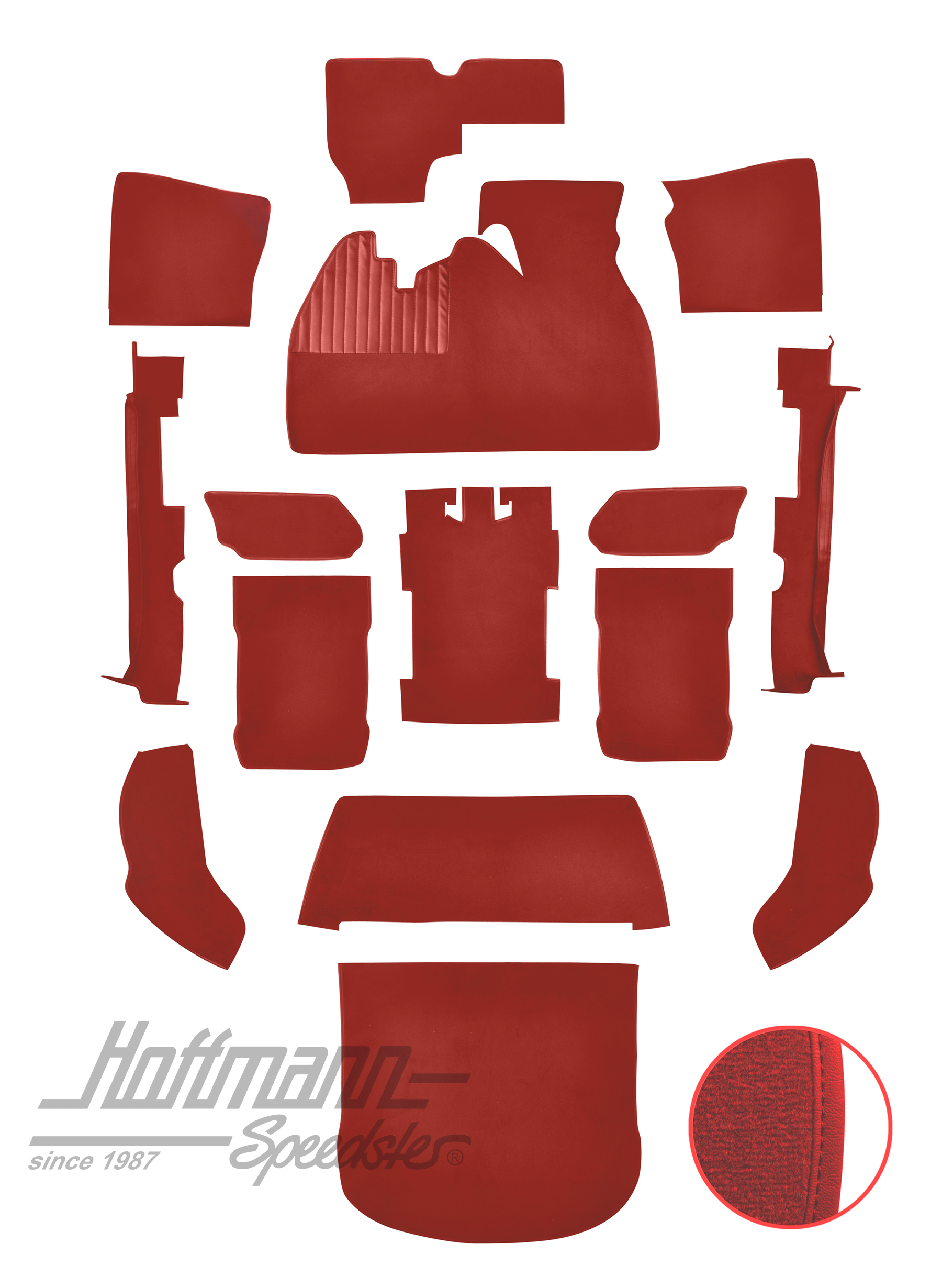 Carpet kit, Beetle Sedan, 1303, light red |  | 026-5727