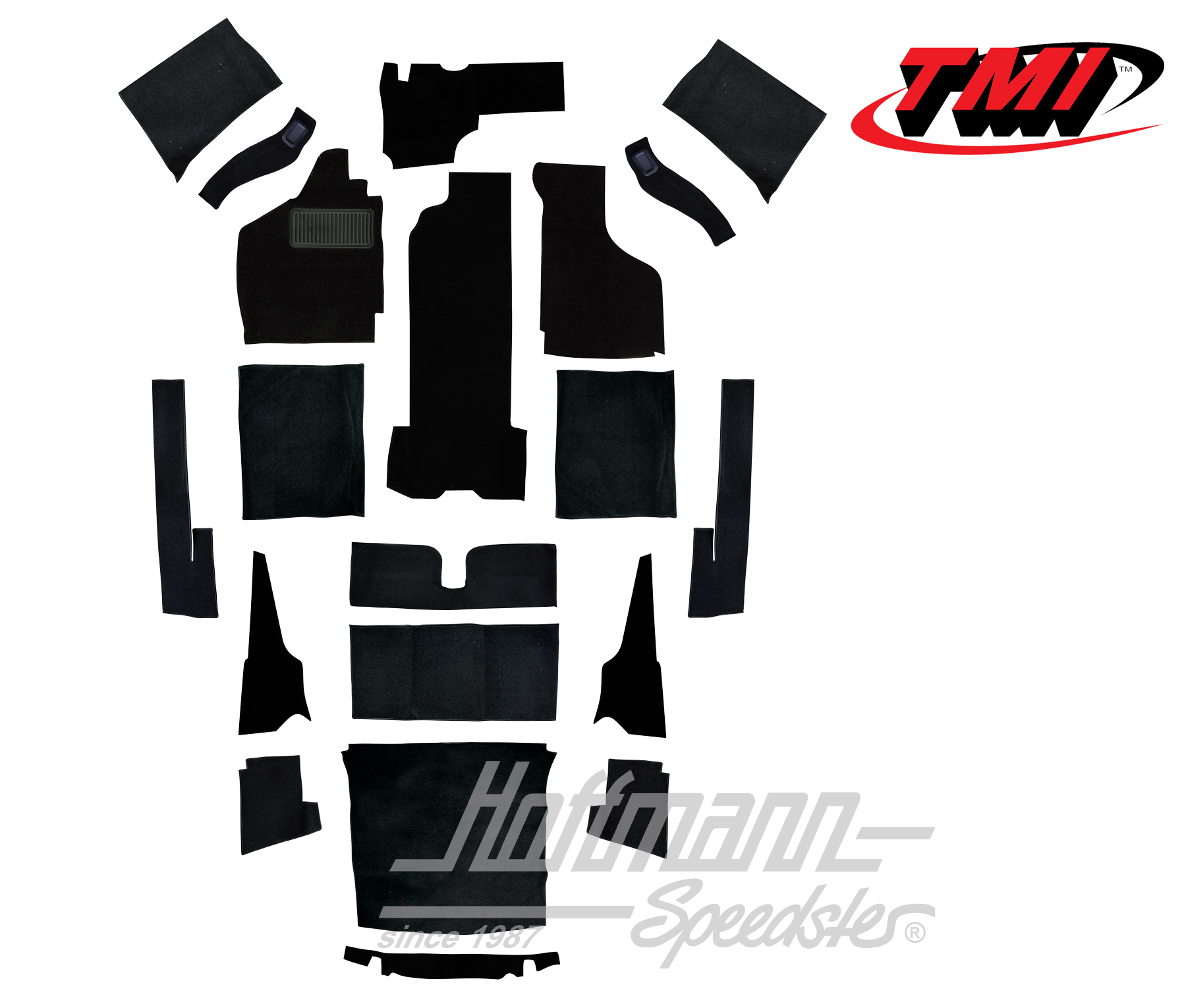 Carpet kit, Karmann Ghia Convertible, -7.68, black | 34-F1624-801 | 066-0046-50