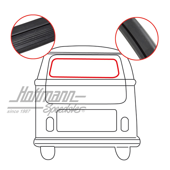 Rear window seal, Bus T2, with groove | 241 845 521 E | 090-6107-10
