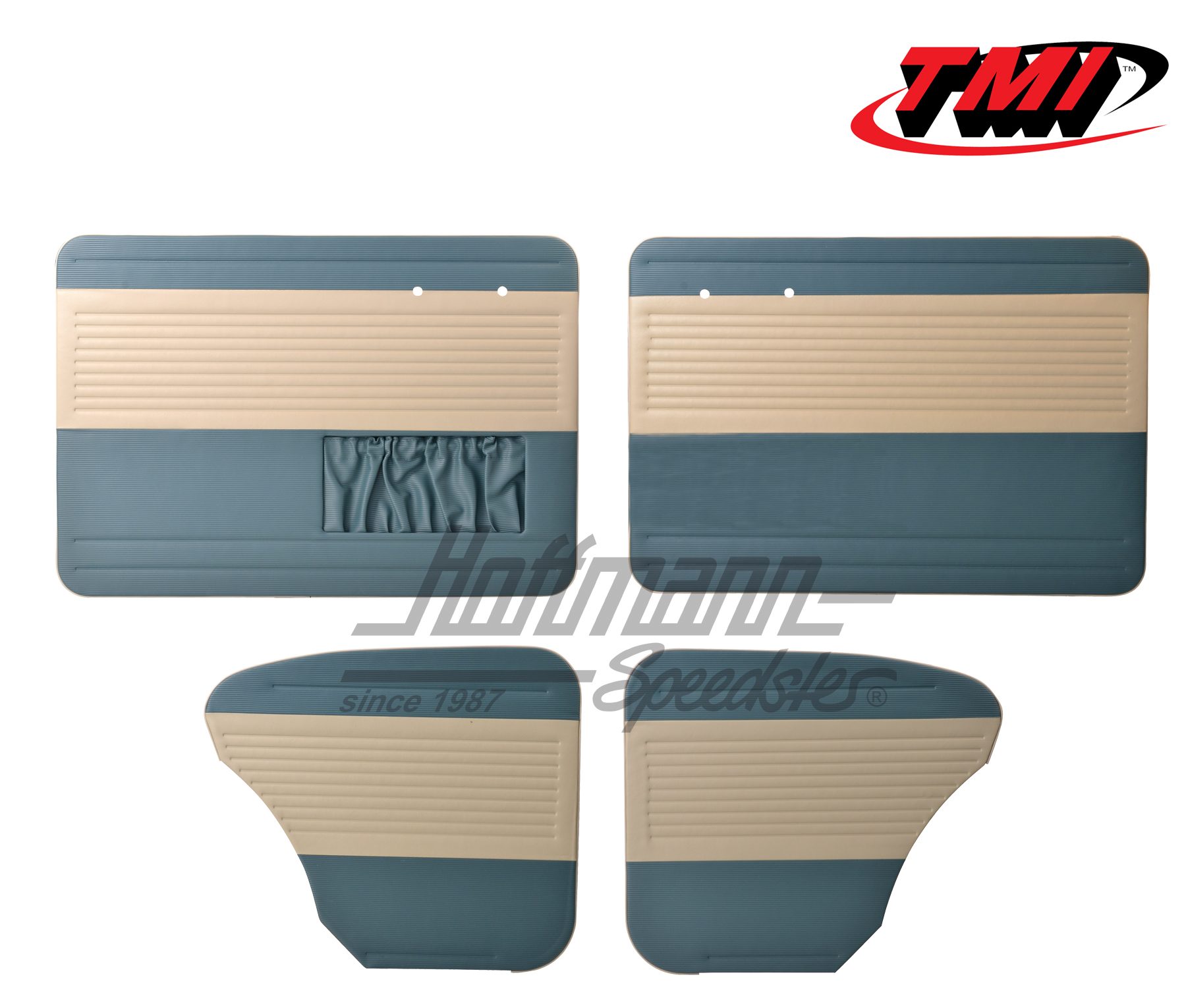 Door panels, Beetle Sedan, 55-64, off-white/water blue | 19-1122-24-15 | 055-7504-09