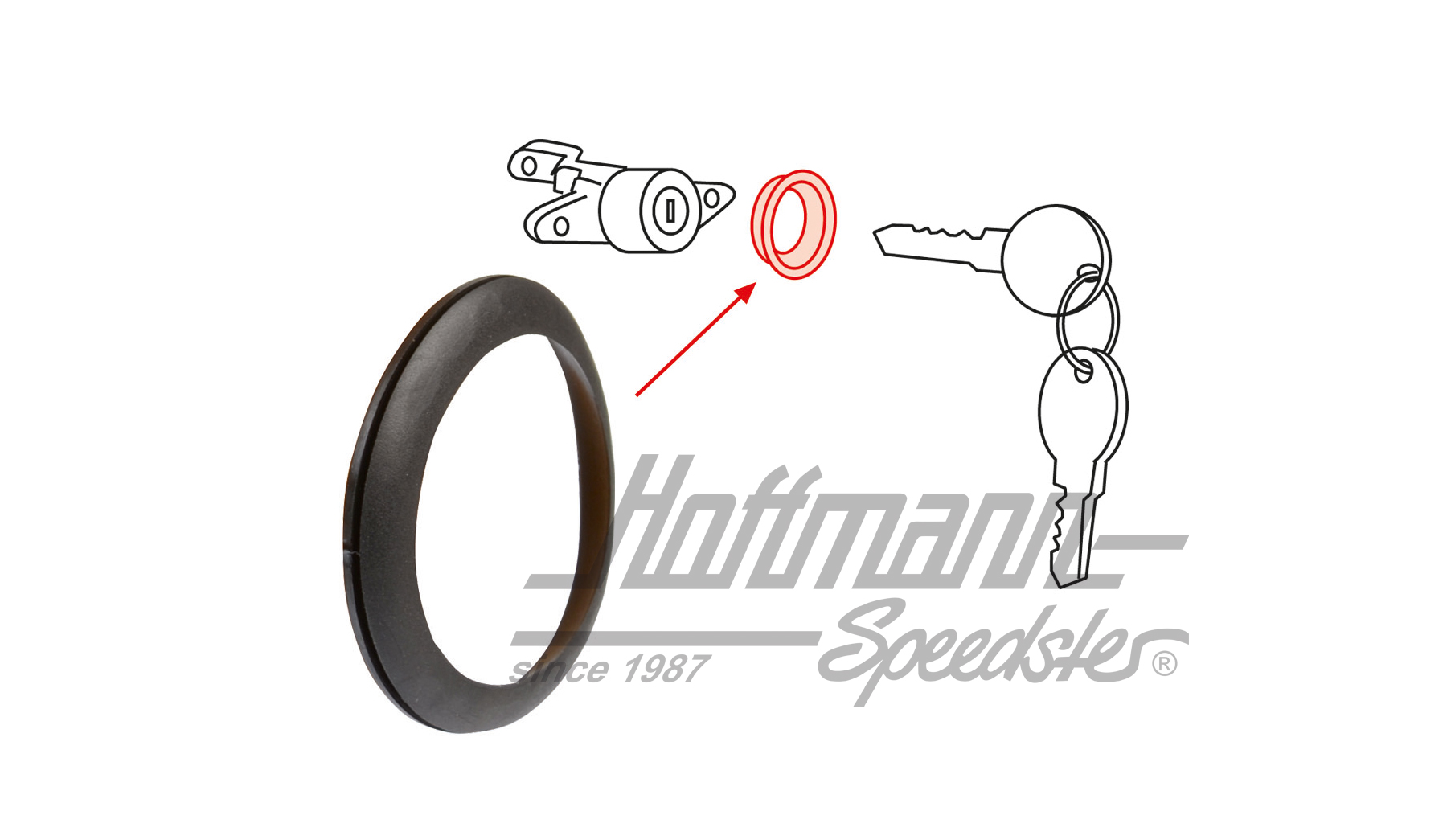 Seal, hatchback lock, Golf Convertible | 161 827 527  01C | 180-7405-06