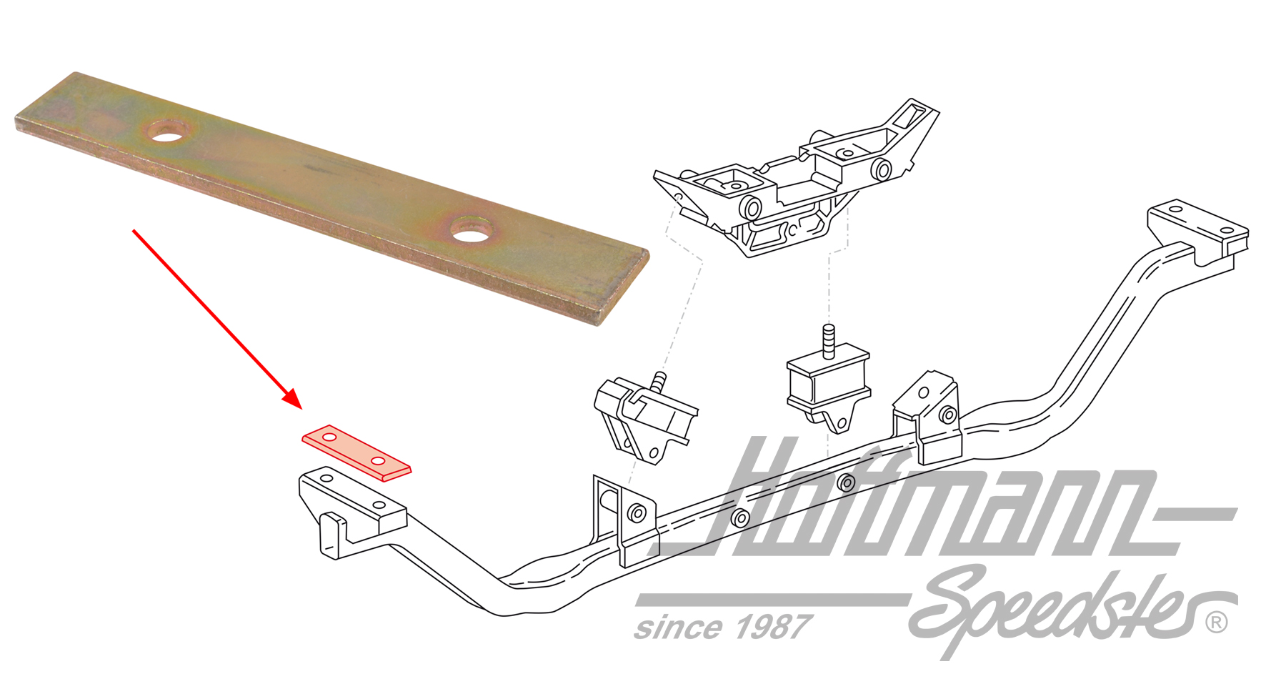Reinforcement, engine support, left/right | 251 199 337 | 307-9024