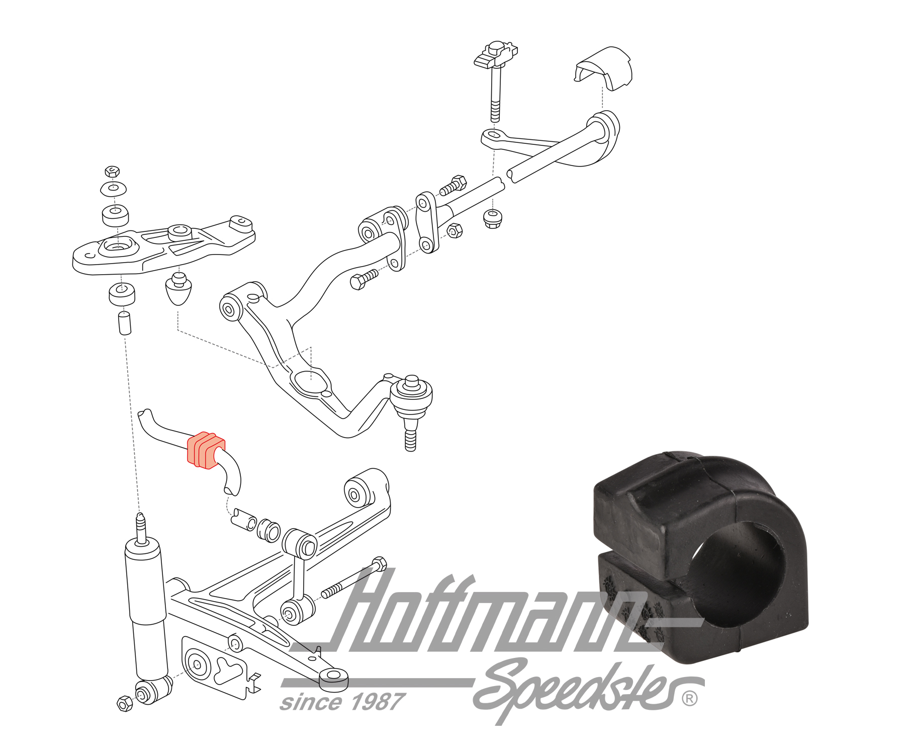 Rubber mount, stabilizer, front, 23.1mm | 7D1 411 041 | 404-0560-10