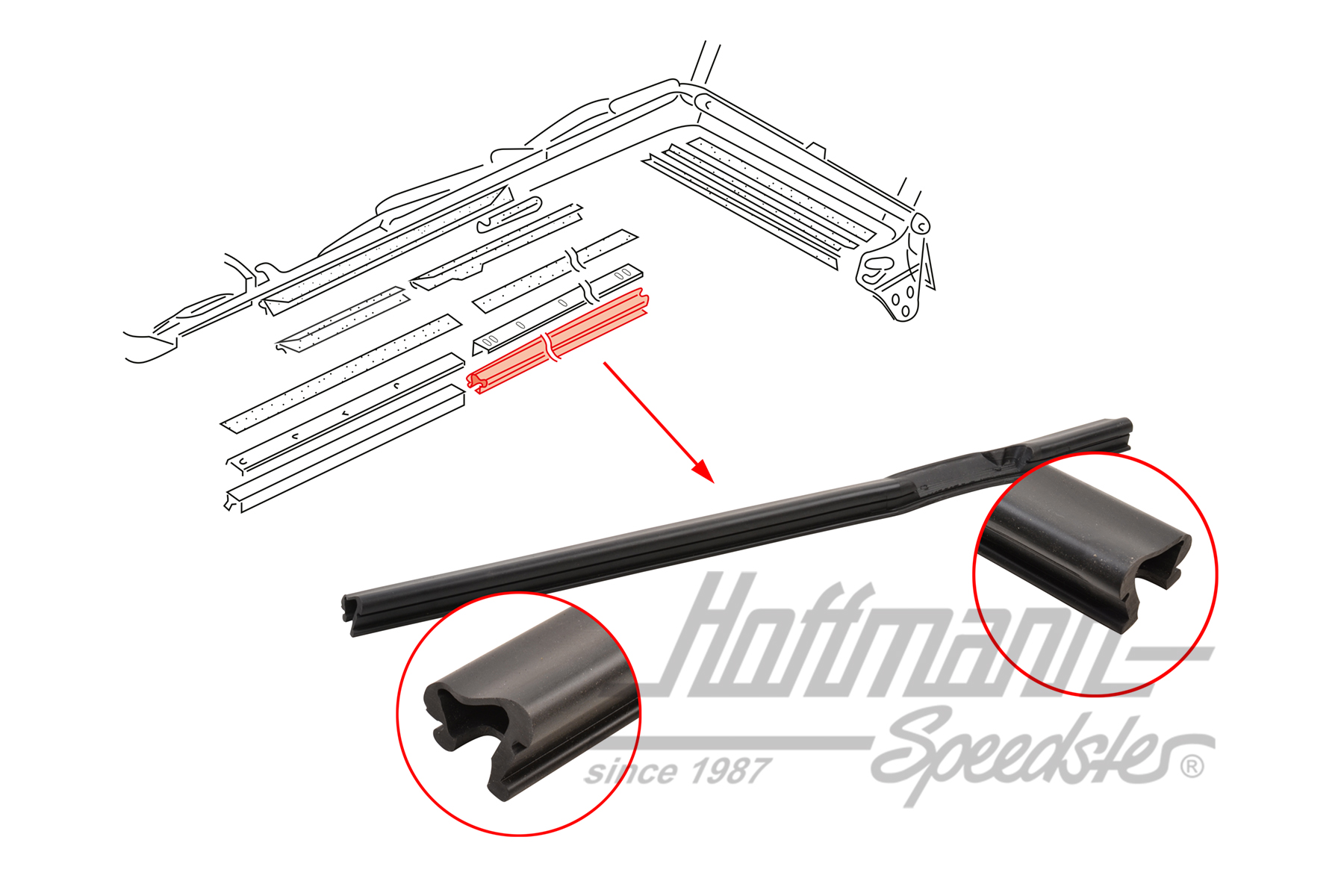 Folding-top seal, side window, 8.80-7.83, right | 155 871 362 B | 180-4020-12