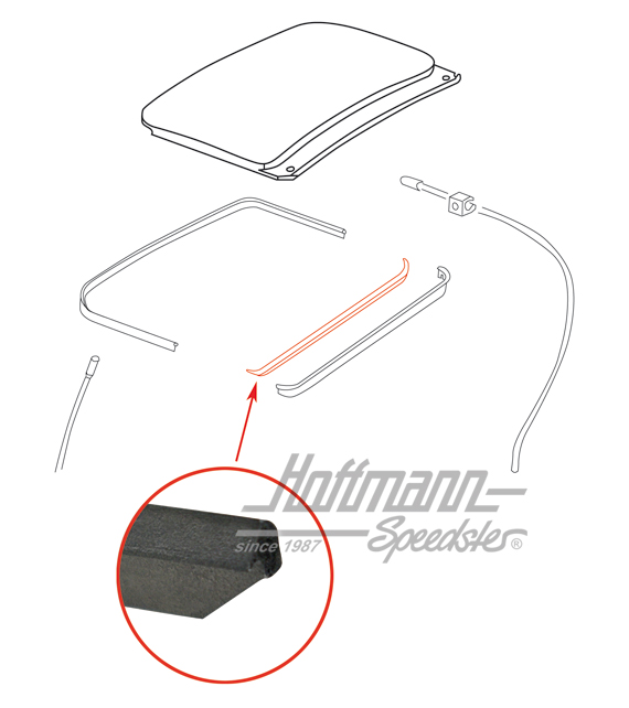 Sponge rubber seal, sliding roof, rear                                                              