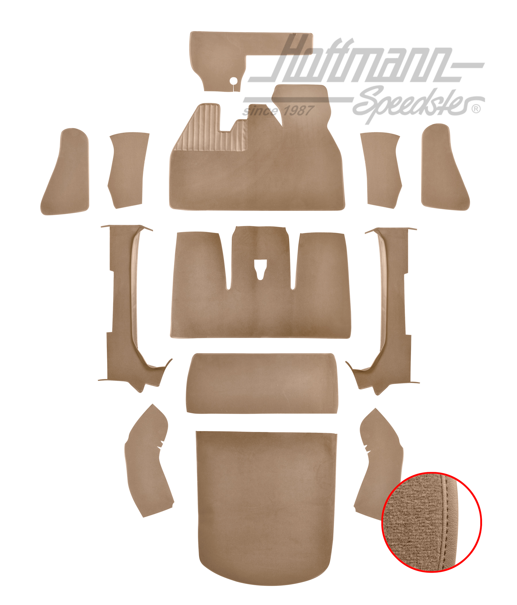 Carpet kit, Beetle Convertible, 1302, beige |  | 026-6025