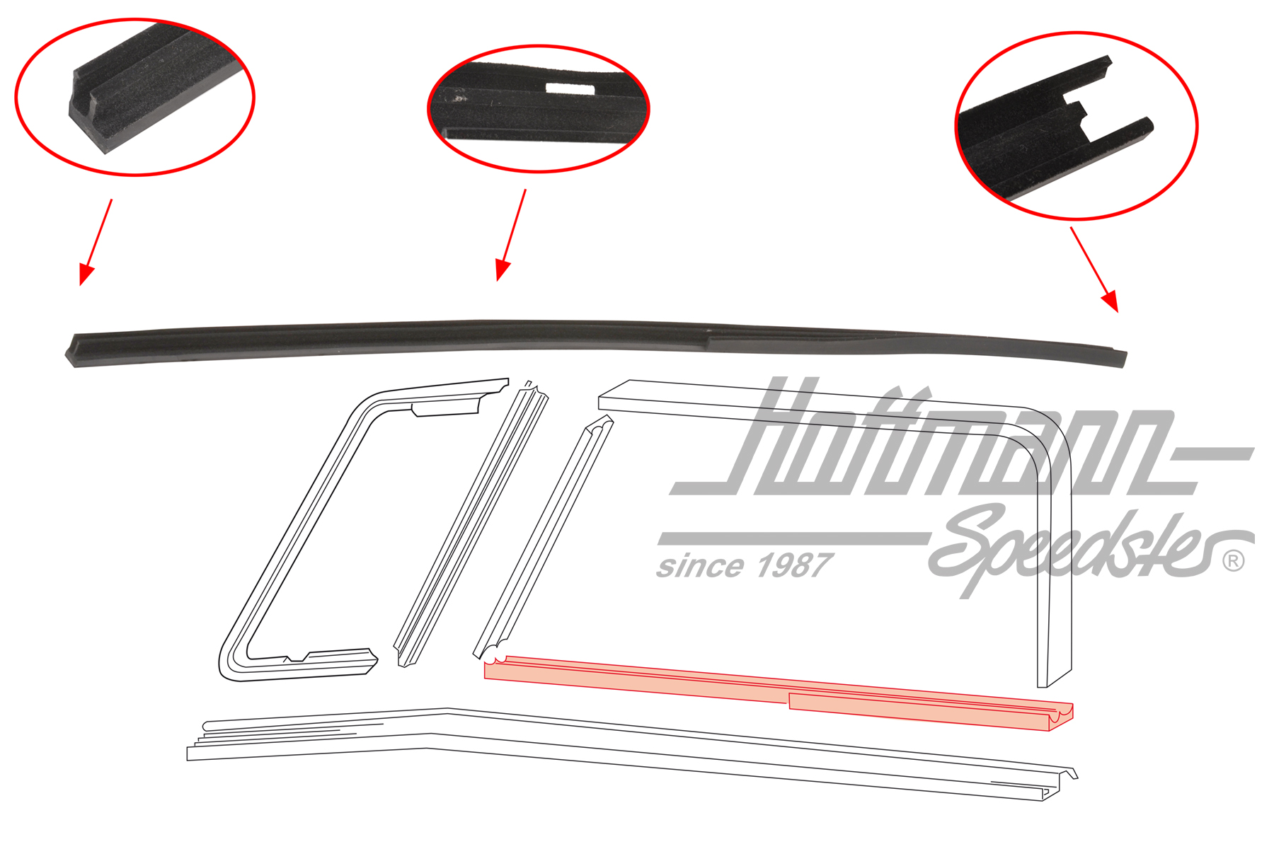 Guide profile, sliding window, lower, right | 211 837 388 A | 089-0130-12