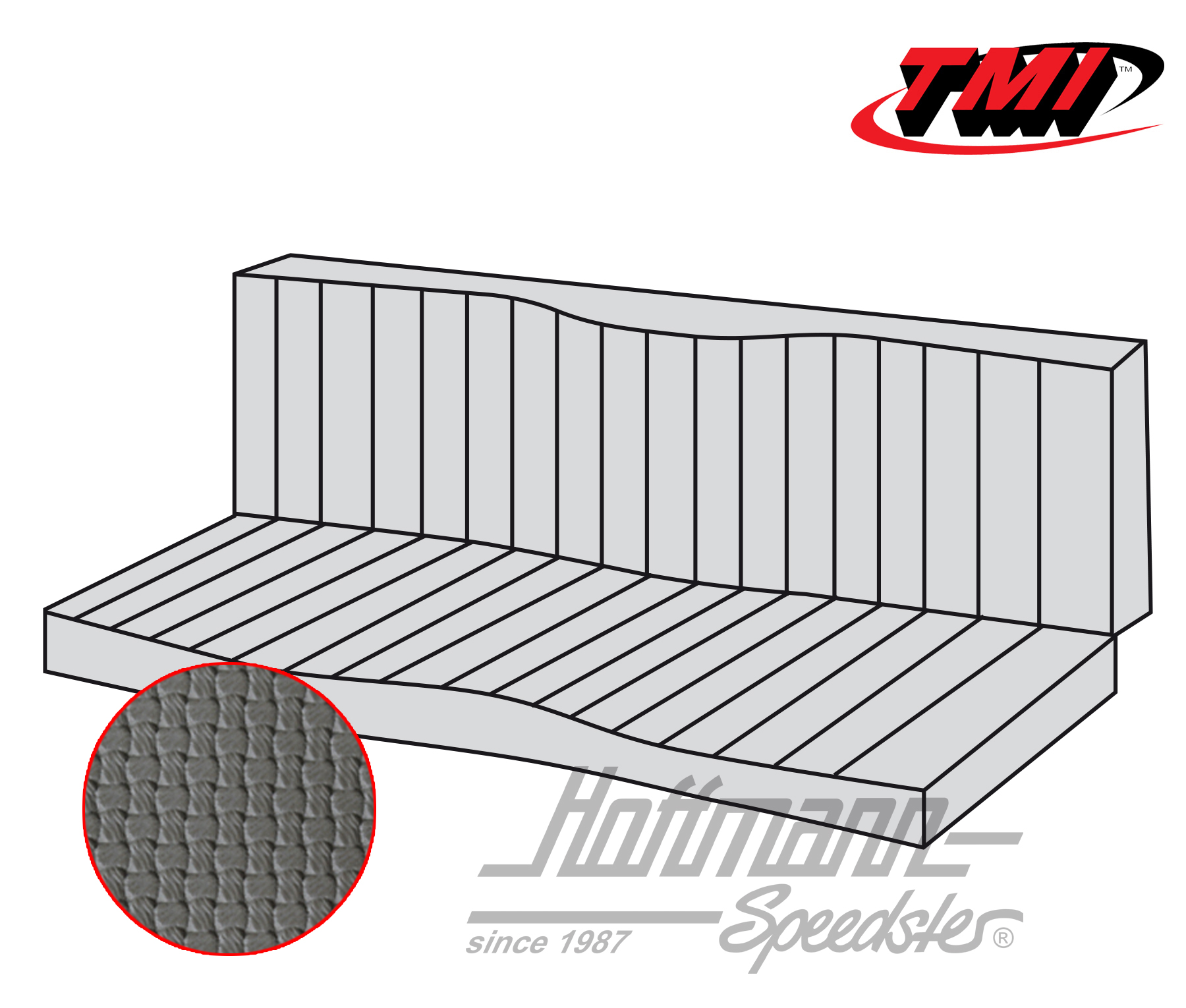 Seat-bench upholstery, Karmann Ghia Coupé, 55-71, grey | 43-1511-06 | 066-0082-35
