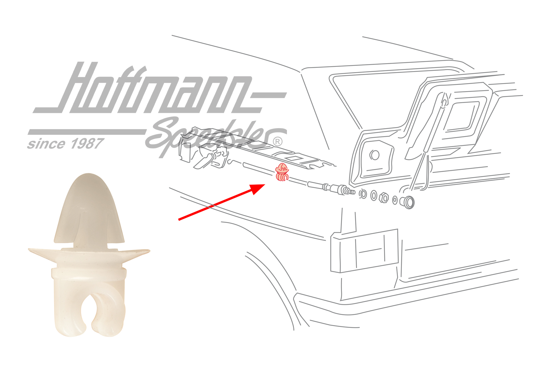 Clip, pull, rear bench release, Convertible | 155 885 770 | 180-2299-14