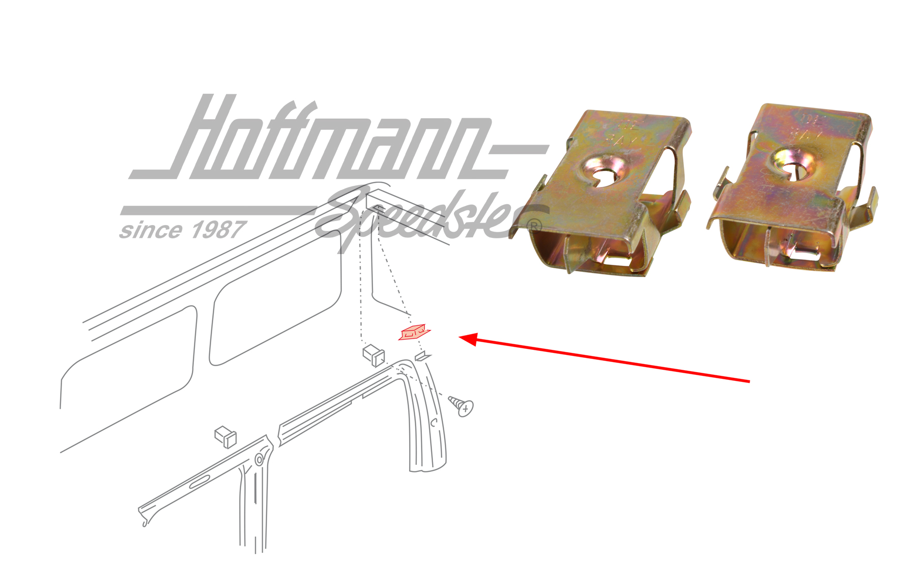 Clamps, trim, D-pillar, upper | 705 868 279 | 408-2884-05