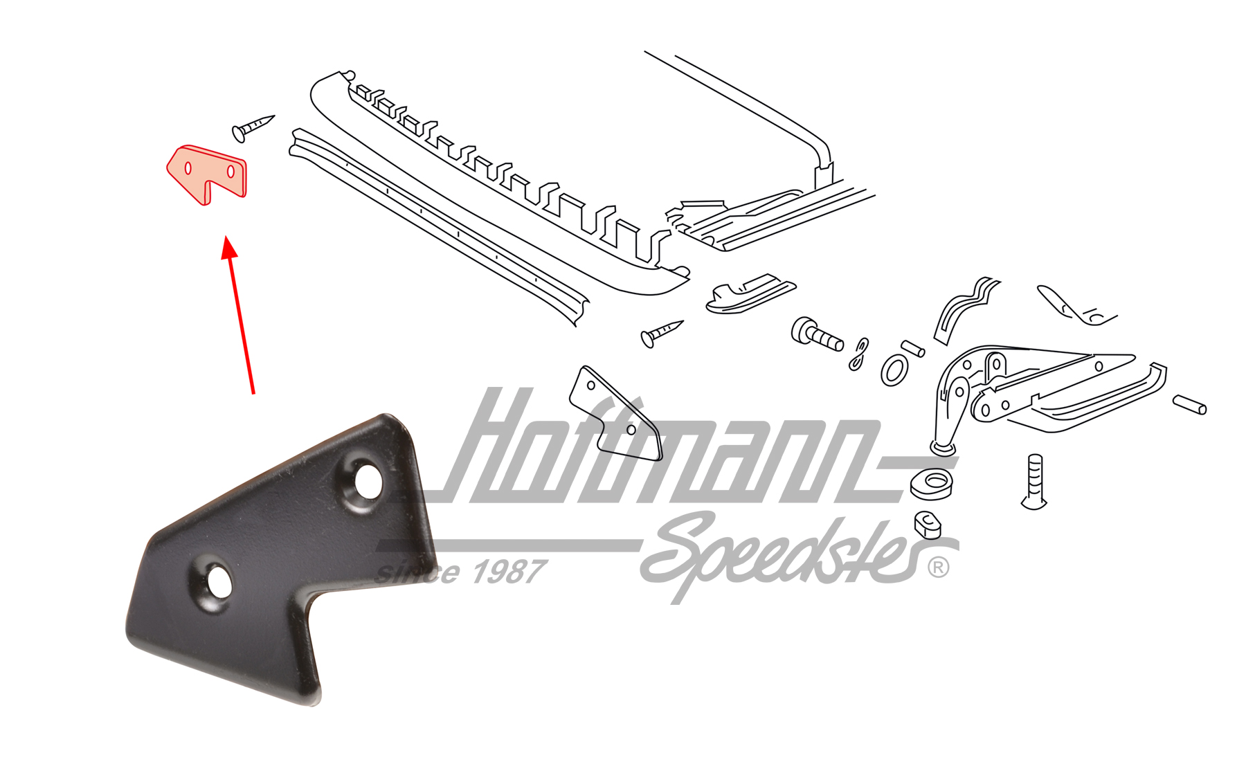 Clamping piece, clamping strip, convertible-top point
, right | 155 871 260 A | 180-4014-02