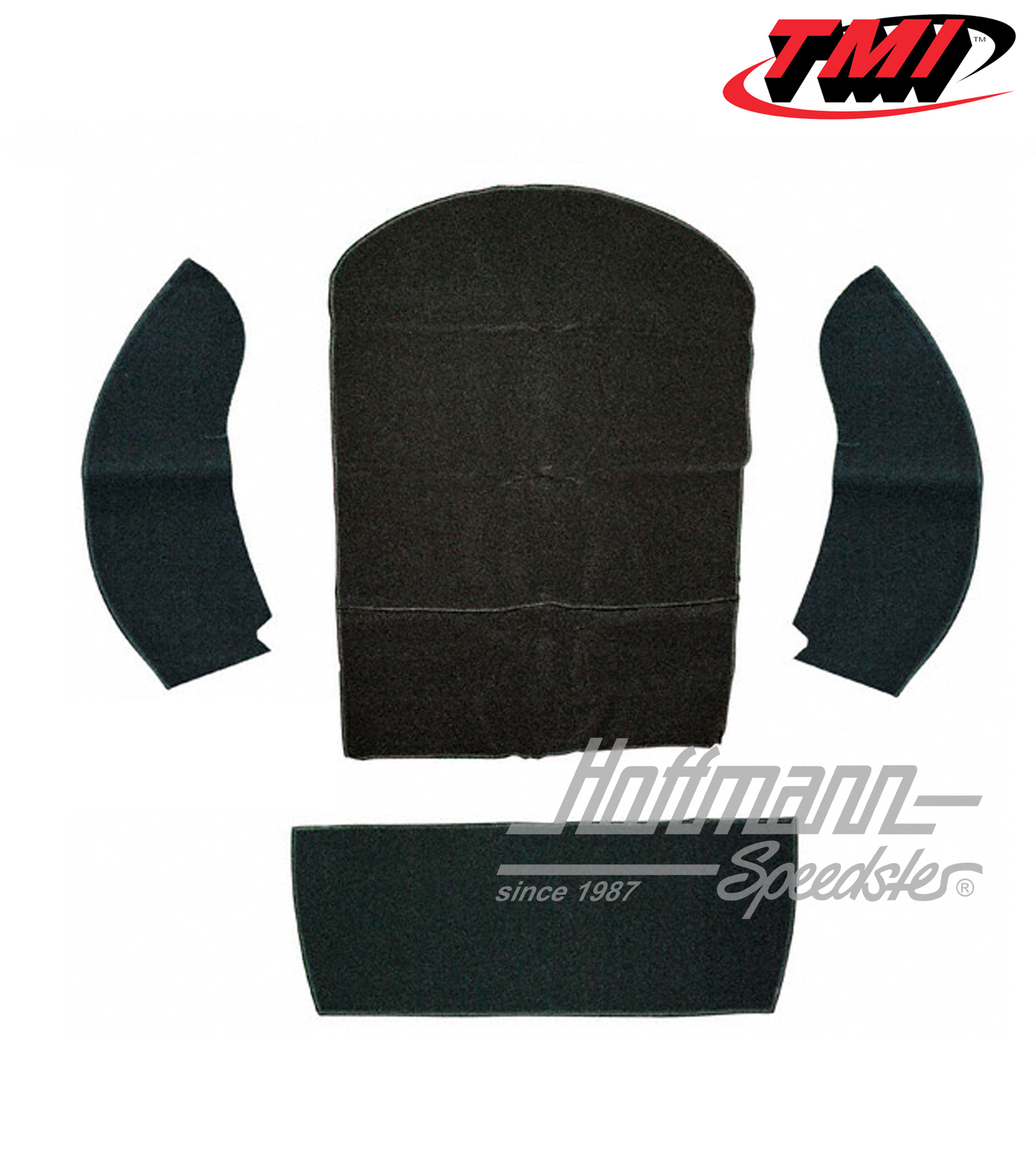 Rear well carpet kit, Convertible, velour, black, 8.72-.79 | 34-R1317-801 | 055-7643