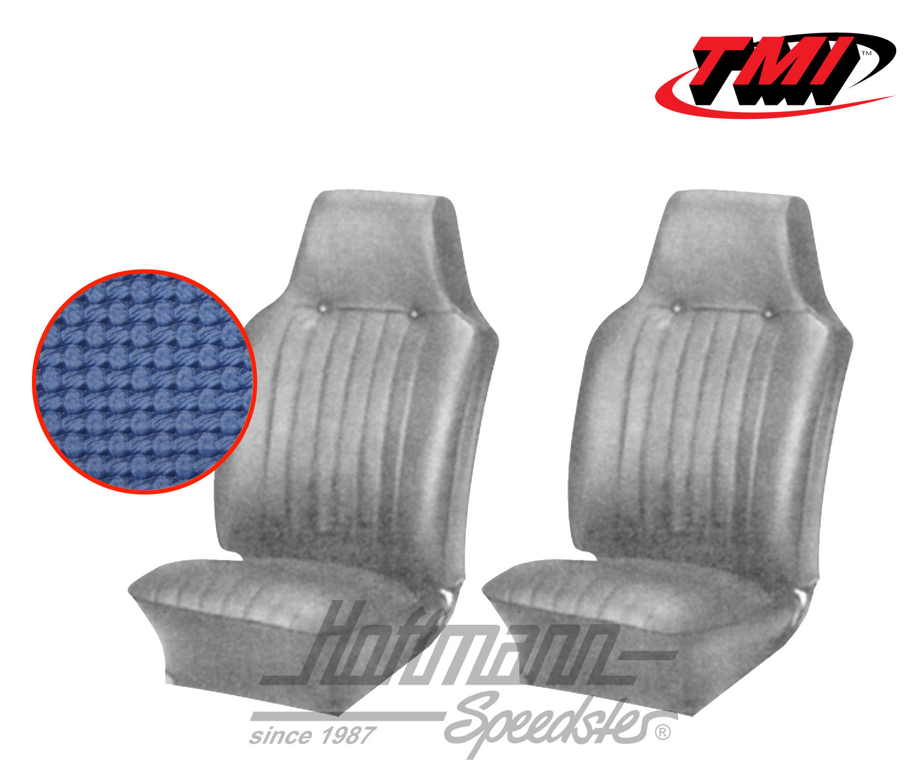 Seat upholstery, Karmann Ghia, front, 67-68, blue | 43-1505-08 | 066-0071-20
