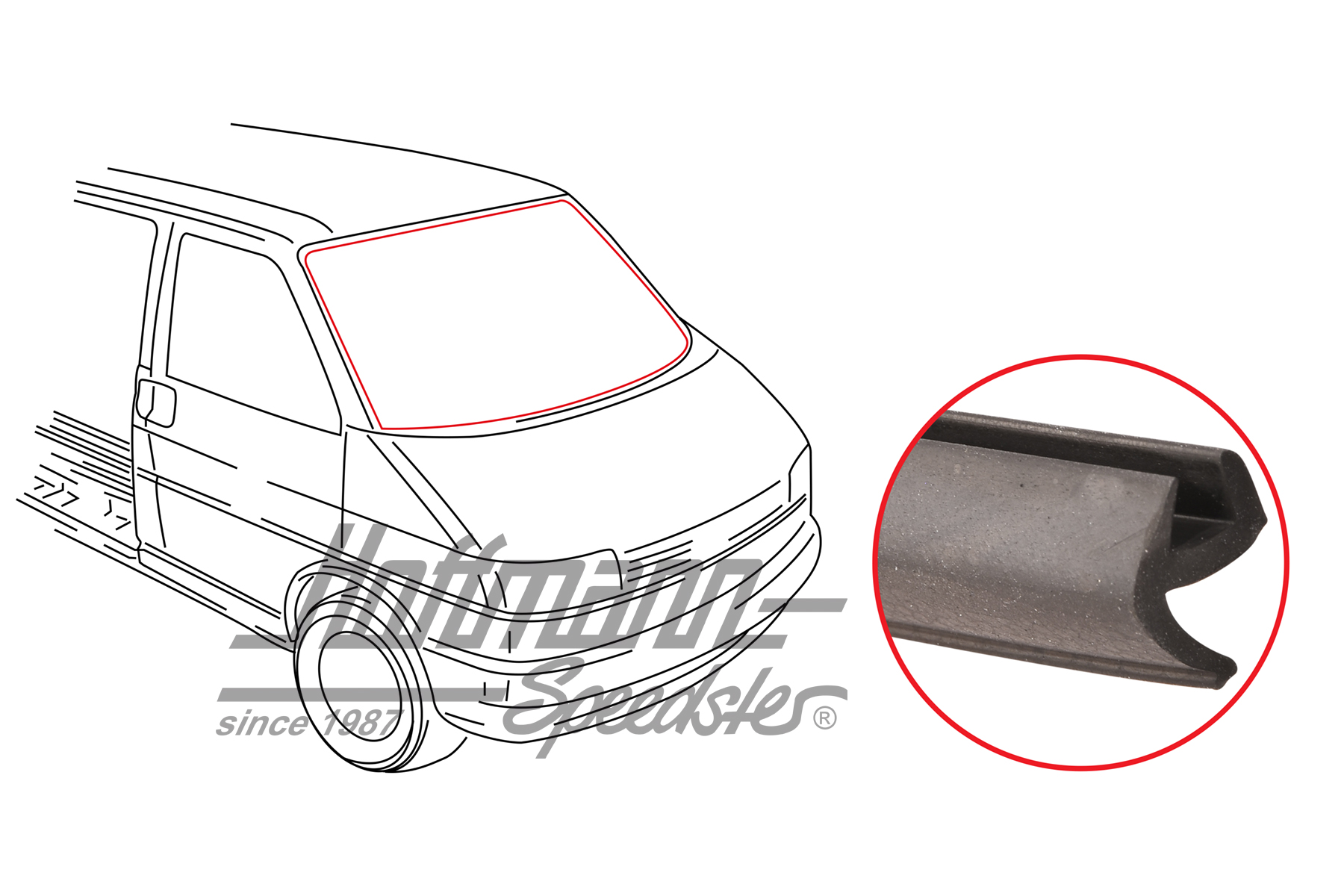 Seal, front window, Bus T4, 4.90-6.03 | 701 845 121 JR | 408-1434