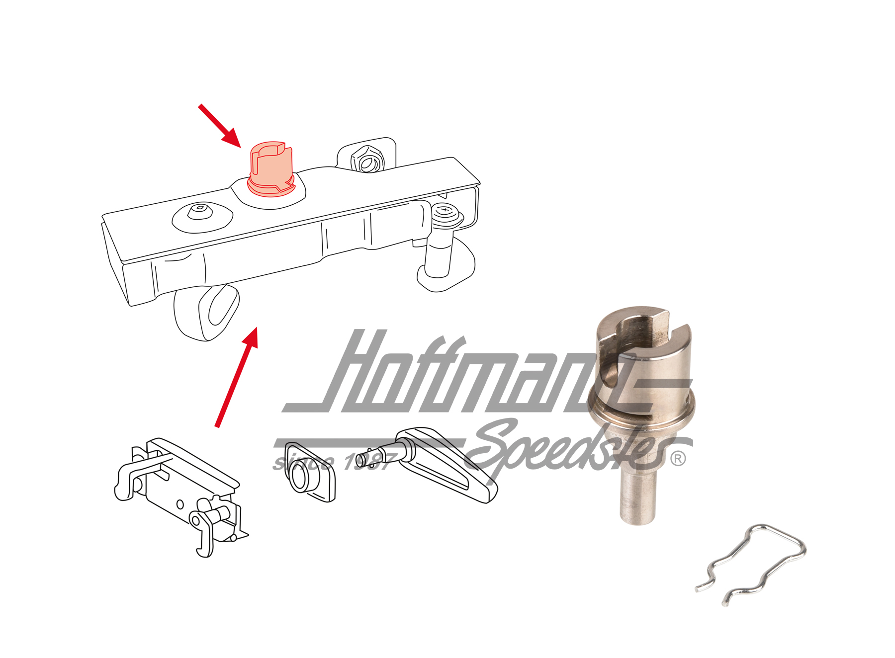 Attachment, Targa roof/Convertible, front, 65-86                                                    