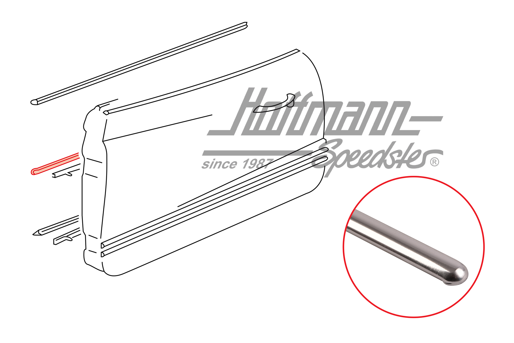 Moulding, door panel, middle, 8.67-7.74 | 141 853 105 B | 066-0028-36