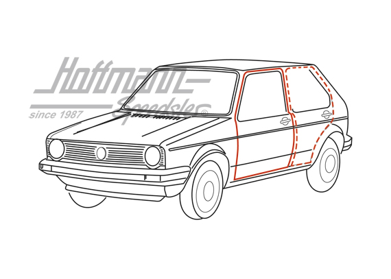 Door seal, Golf 1, 4-doors, left / right | 173 837 911 H | 180-7021