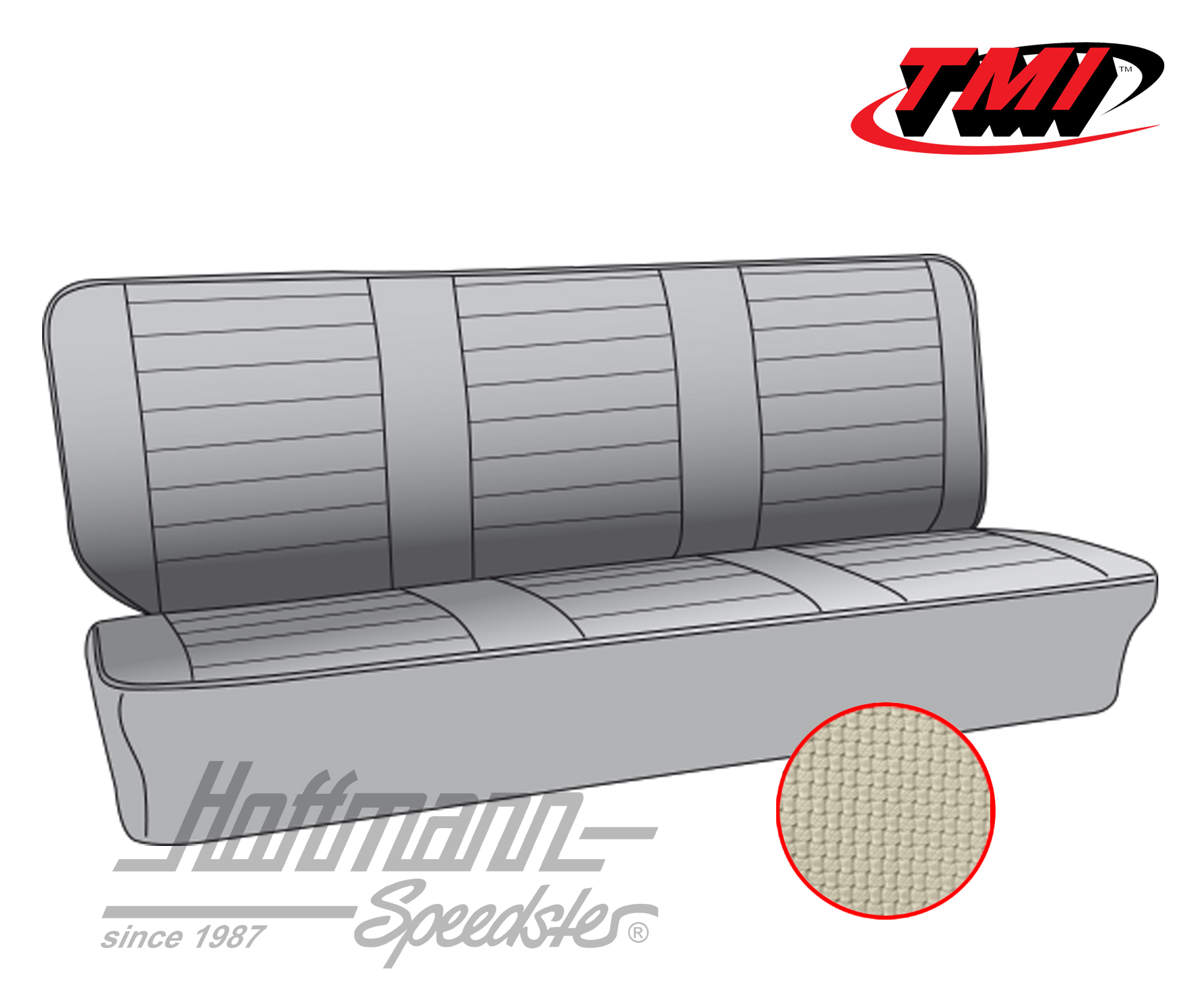 Seat upholstery, rear bench, 73-79, off-white | 43-2124-05 | 098-0675-50