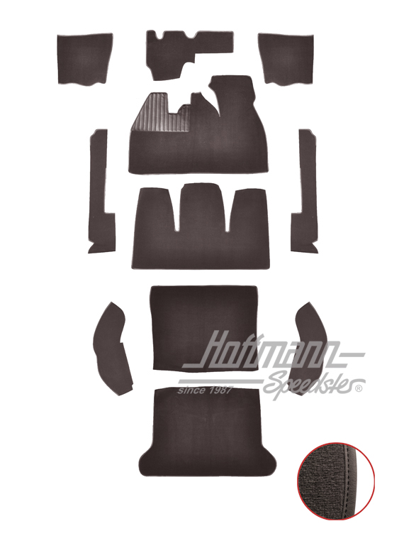 Carpet kit, Beetle Sedan, 8.68-7.72, charcoal |  | 026-5522