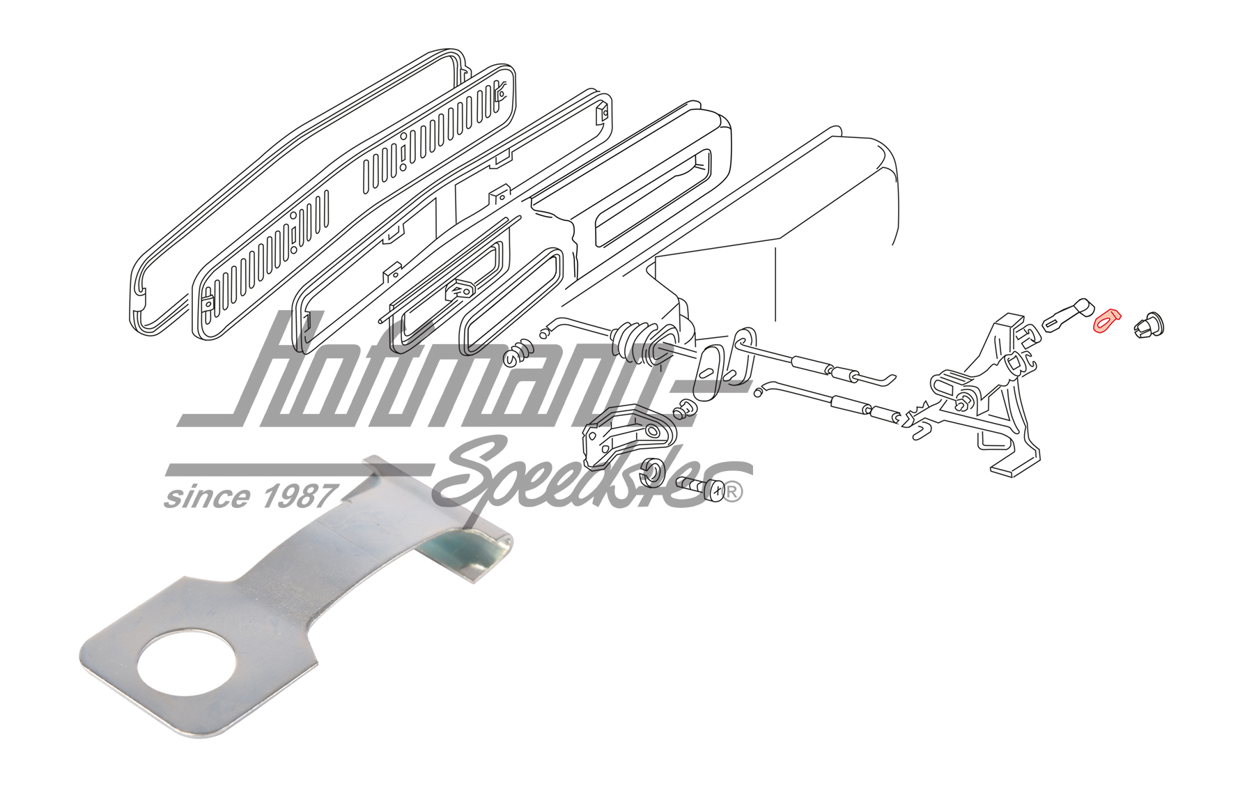 Retaining plate, heater lever, Bus T2, 8.67-7.71 | 211 259 373 | 090-1296-30