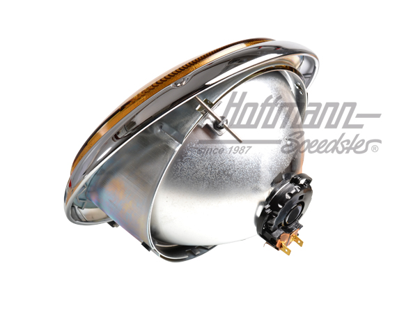 Headlight, "asymmetric", complete, yellow                                                           