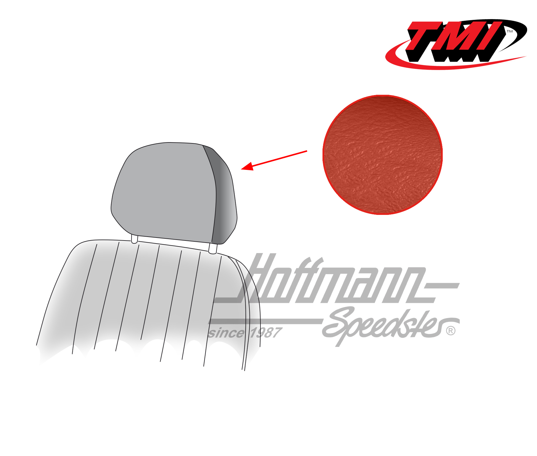 Headrest covers, Karmann Ghia, 69-74, red | 43-1530-17 | 066-0079-10