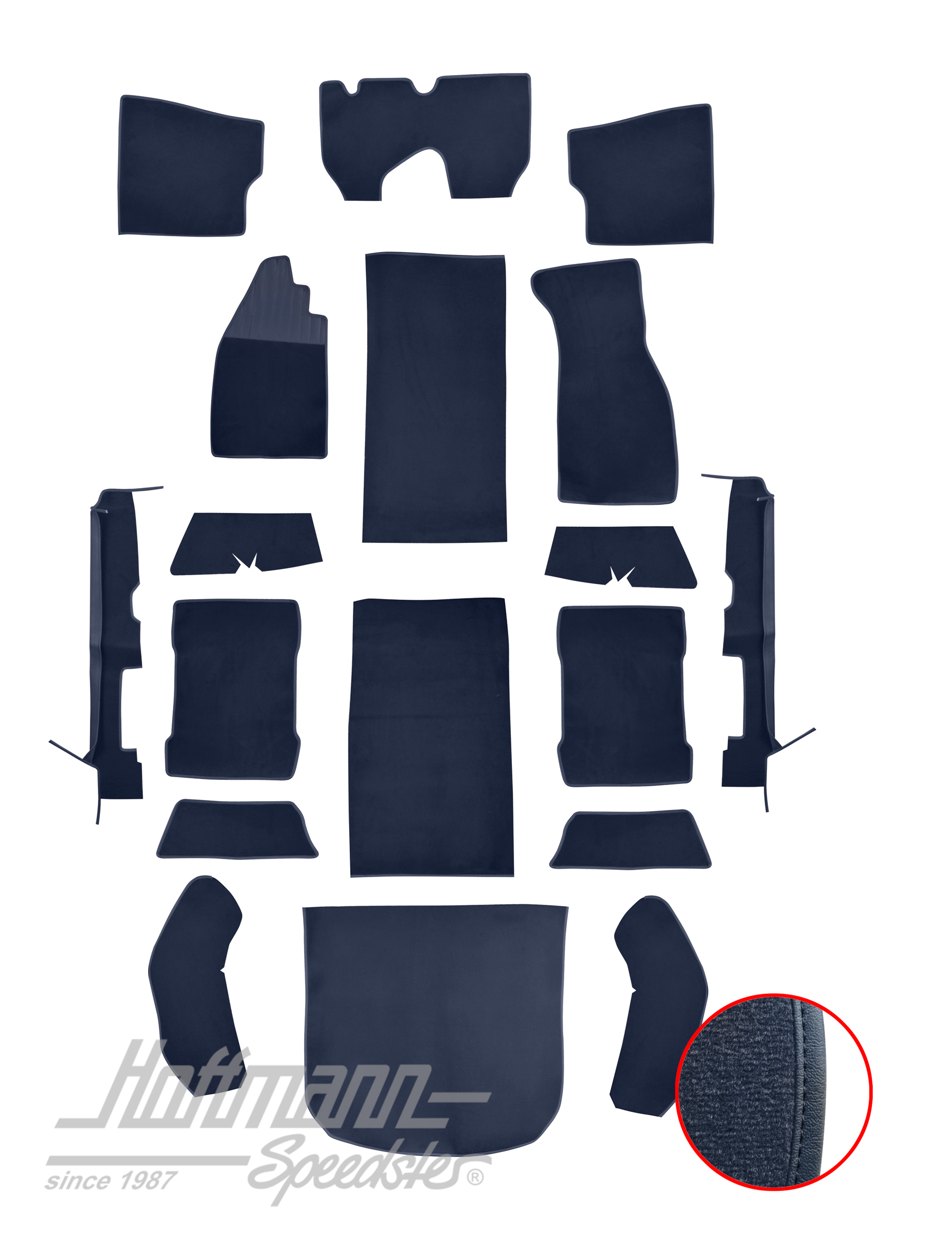 Carpet kit, Beetle Sedan, 8.72-, blue |  | 026-5824