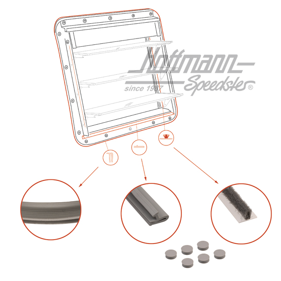 Seal kit, lamella window, Bus T1 | 231 069 411 | 089-1858