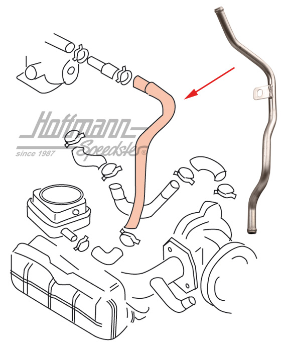 Water pipe, oil cooler/thermostat housing, stainless | 025 121 065 A | 307-4024-18