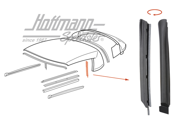 Seal, roof frame, B-pillar, 86-94, left                                                             