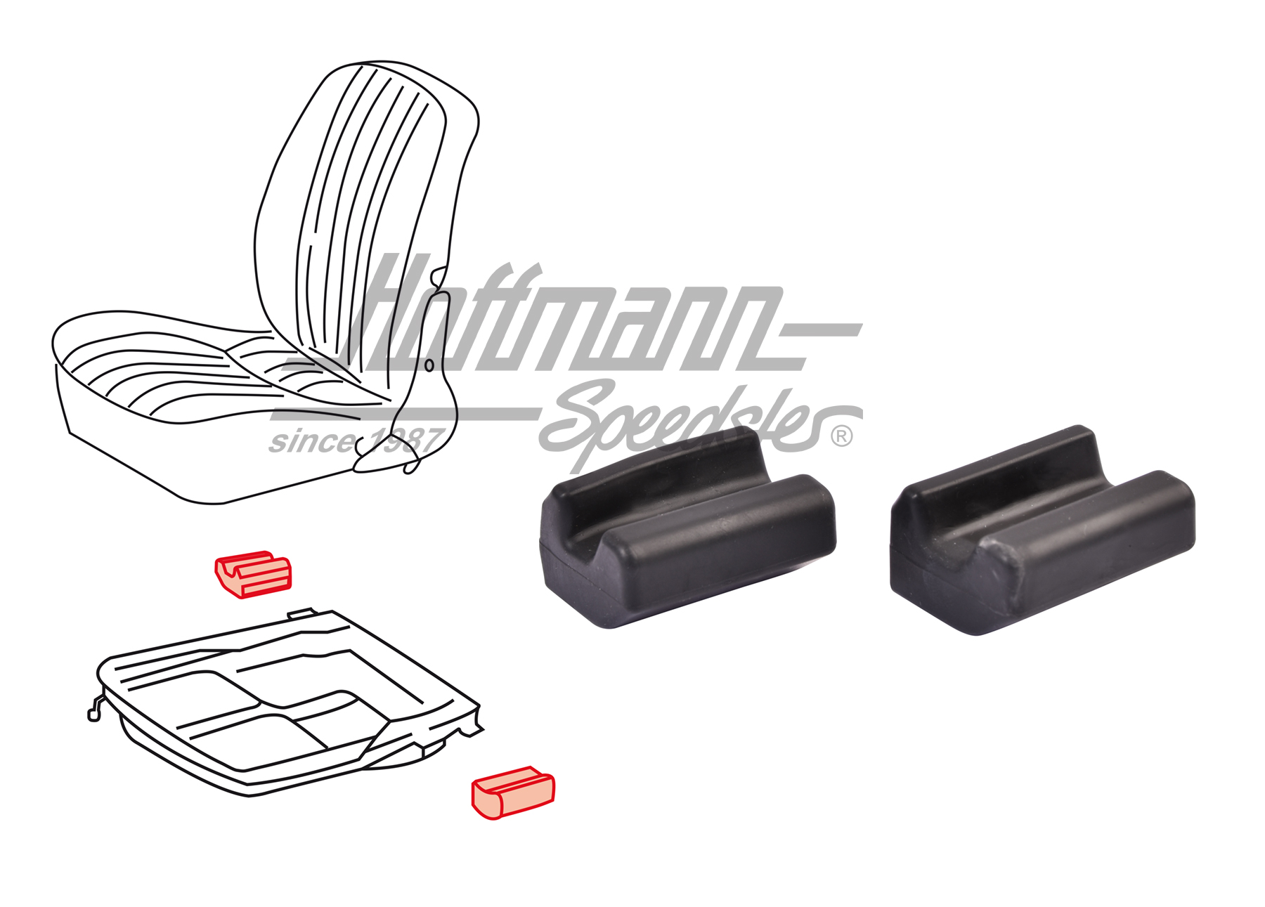Pair of supports, seat rail, 911/912 | 901 521 191 00/901 521 192 00 | 580-0718-90