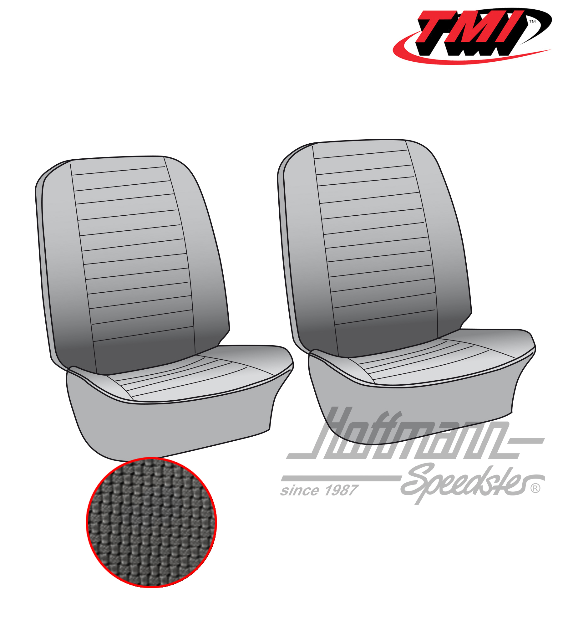 Seat upholstery, front seats, 73-76, black | 43-2115-01 | 098-0624-10