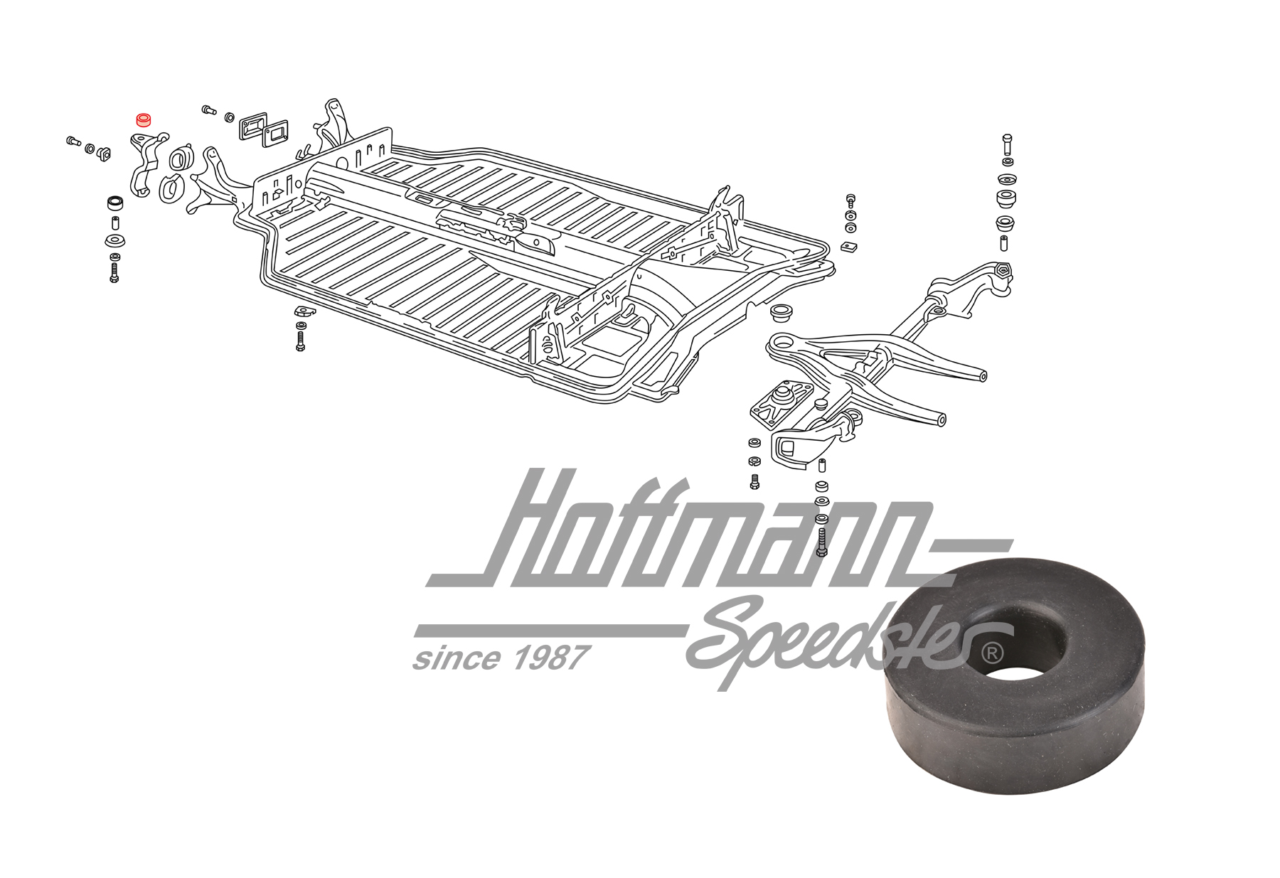 Rubber, front axle/chassis, upper                                                                   