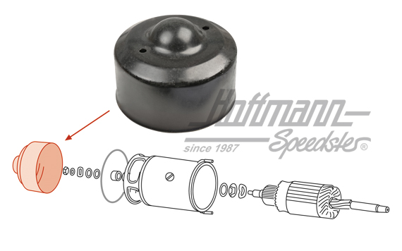 Cap, collector end shield, starter 6V, NOS | 111 911 235 | 020-1297-20