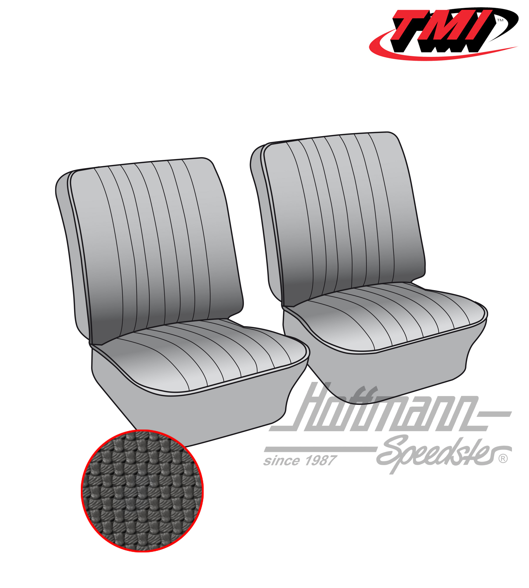 Seat upholstery, front seats, 67-73, black | 43-2114-01 | 098-0620-10