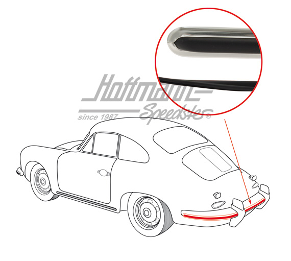 Trim moulding, bumper, rear, 356 B/C                                                                