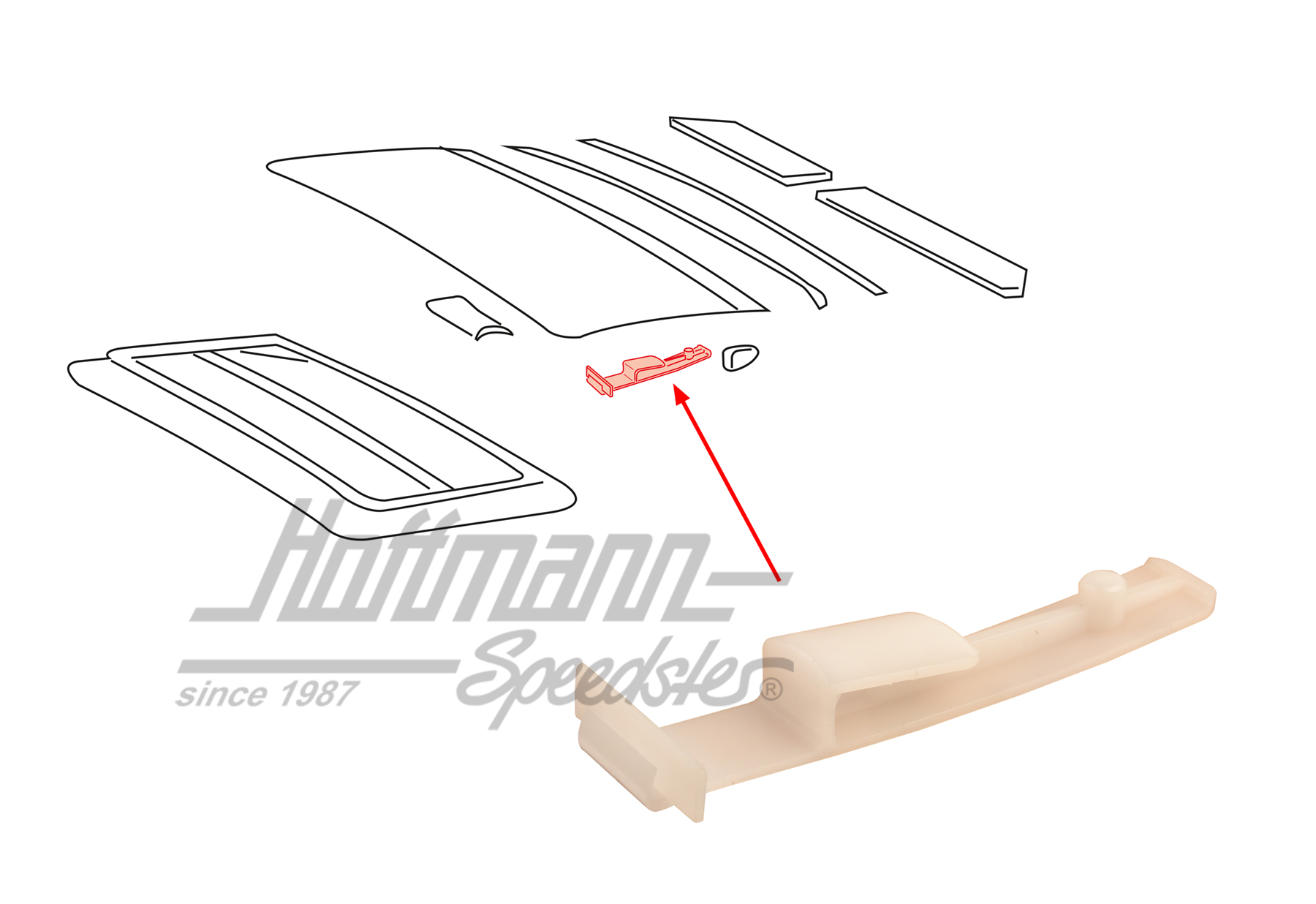 Retainer, steel sliding roof, 911, 83-98                                                            