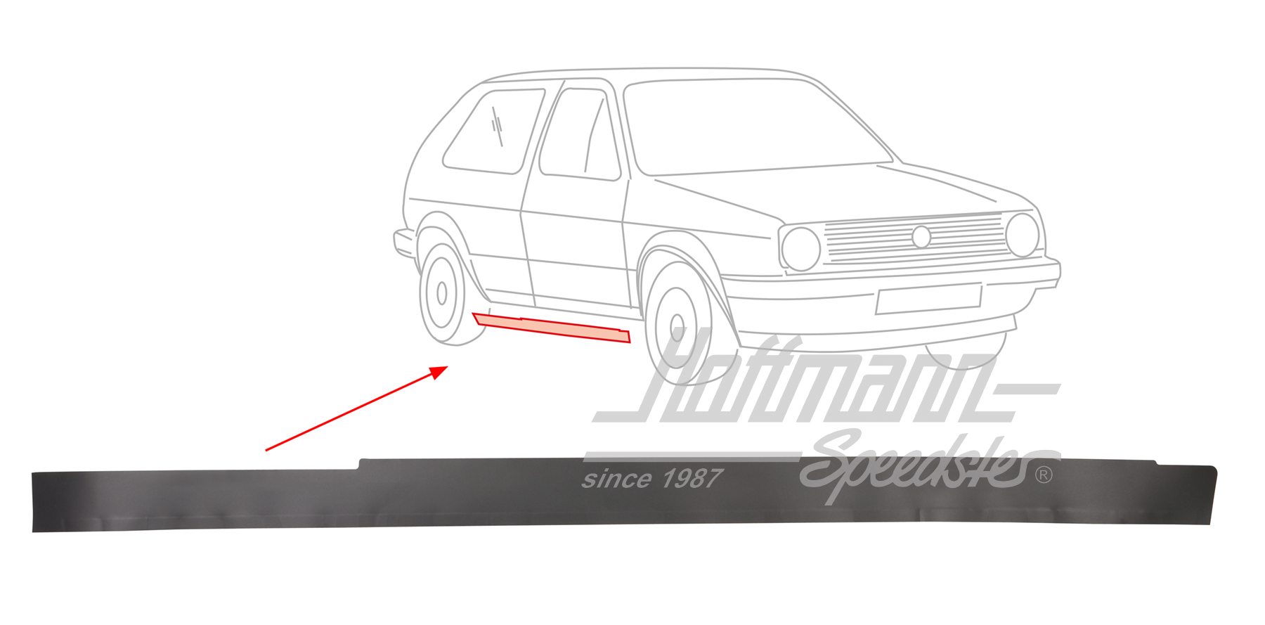 Trim strip, door sill, 2-doors, right | 191 853 386 A 6DA | 208-6954-02