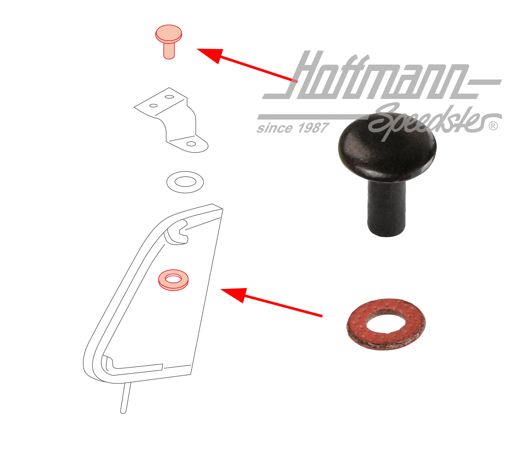 Rivet and washer, vent wing, 1600i | 1BM 837 648 | 020-5196-20