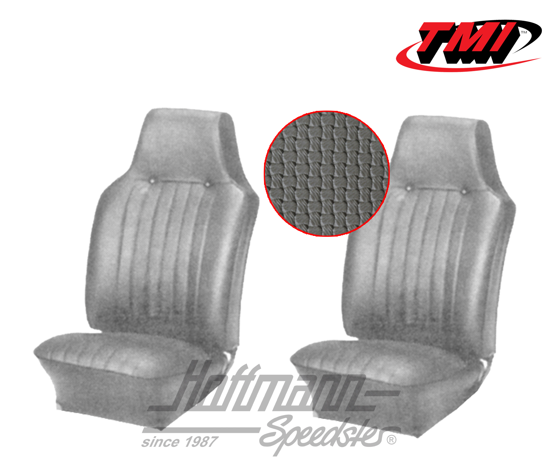 Seat upholstery, Karmann Ghia, front, 67-68, grey | 43-1505-06 | 066-0071-35