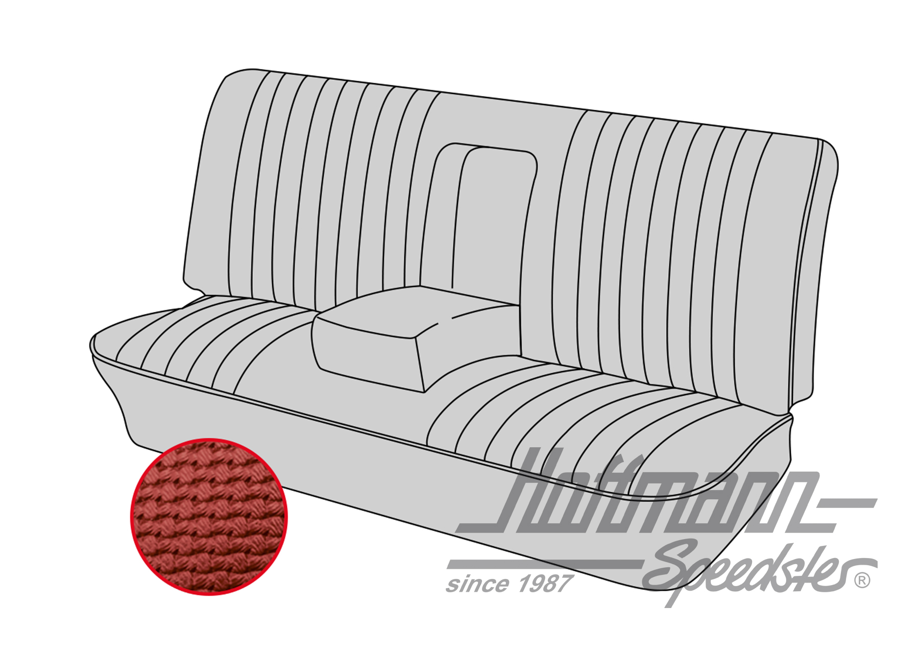 Seat bench cover, Type 3, 8.72-7.73

, red | 43-3213-07 | 069-9626-07