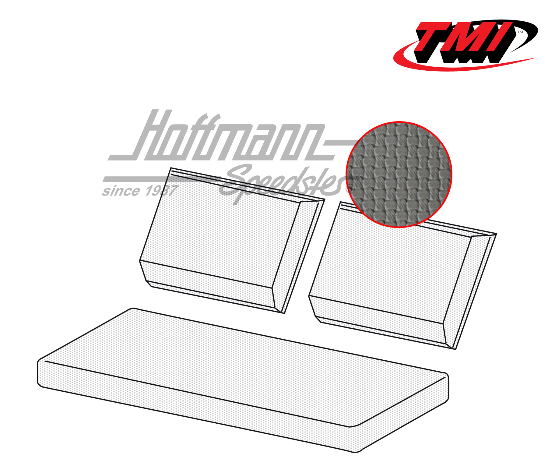 Seat upholstery, rear bench, Type 181, grey (basket weave) | 43-1417-06 | 080-5063-06